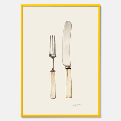 Kökstavla med Kniv &amp; Gaffel poster  – Köksposter, tavla till kök med bestick, kökstavla, poster till kök