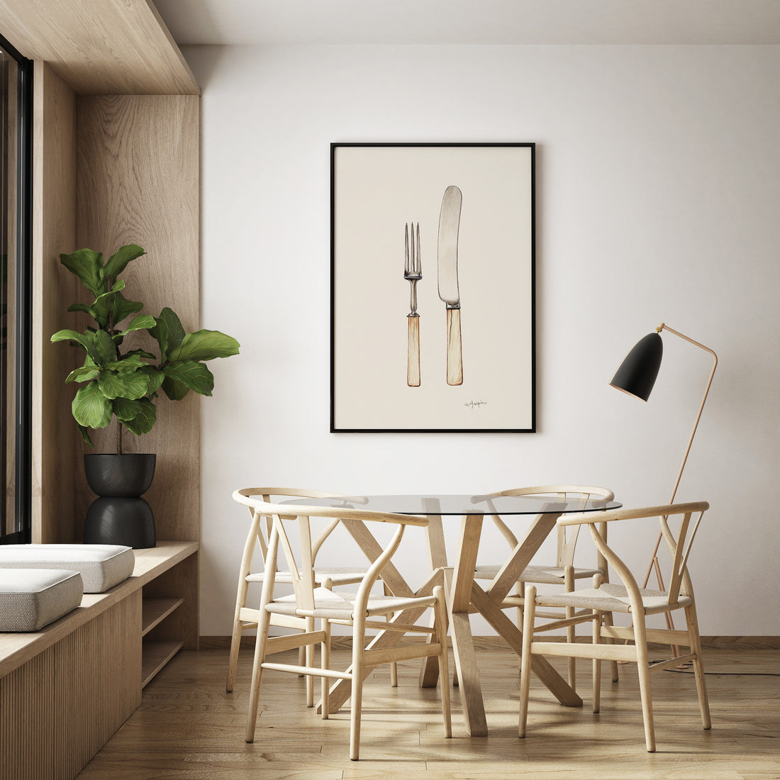 Kökstavla med Kniv &amp; Gaffel poster  – Köksposter, tavla till kök med bestick, kökstavla, poster till kök