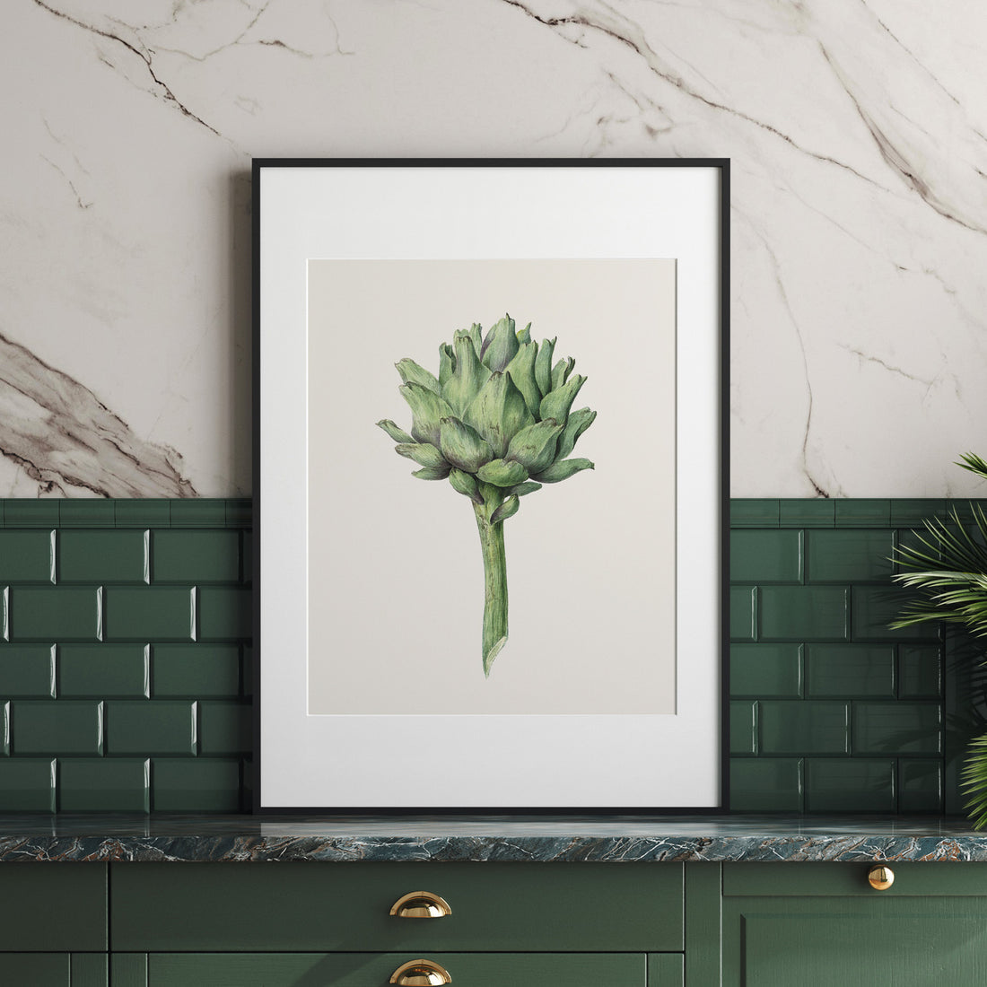 Kökstavla med en Kronärtskocka Poster – Plansch till kök med vintageillustration, vintageposter, köksposter, tavla till kök, poster till kök