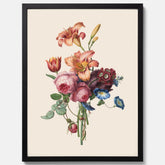 Vintageposter som visar en vacker illustration av en bukett blommor som är skapad av konstnären Henriëtte Geertruida Knip