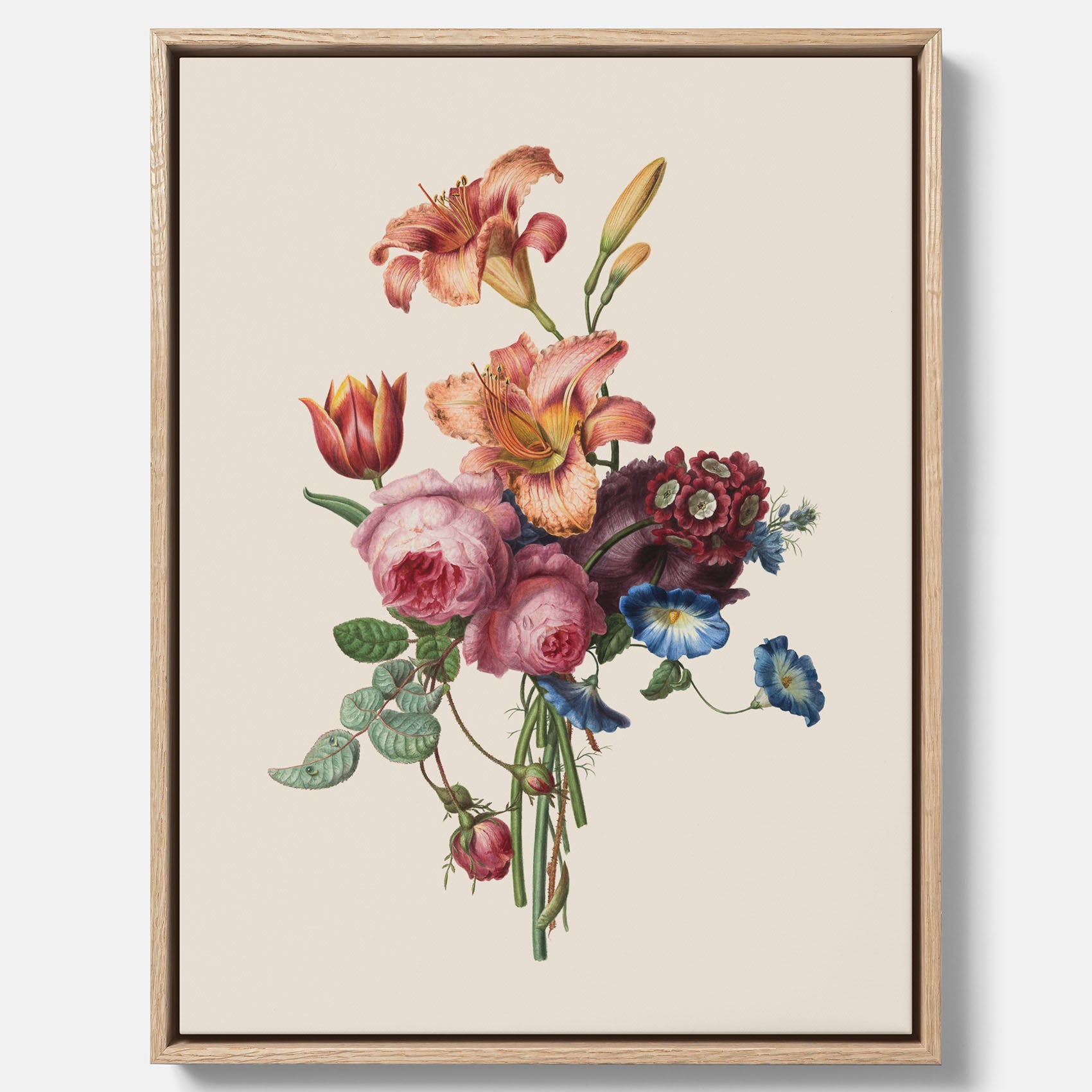 Vintagecanvas som visar en vacker illustration av en bukett blommor som är skapad av konstnären Henriëtte Geertruida Knip