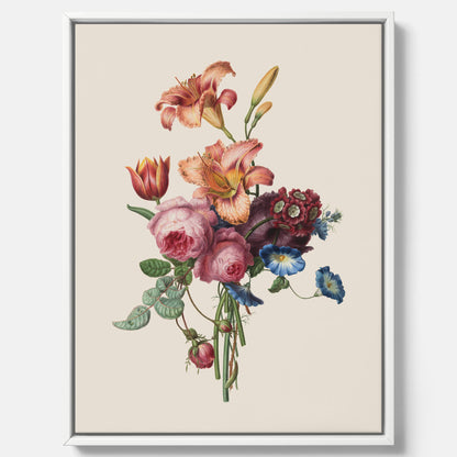 Vintagecanvas som visar en vacker illustration av en bukett blommor som är skapad av konstnären Henriëtte Geertruida Knip