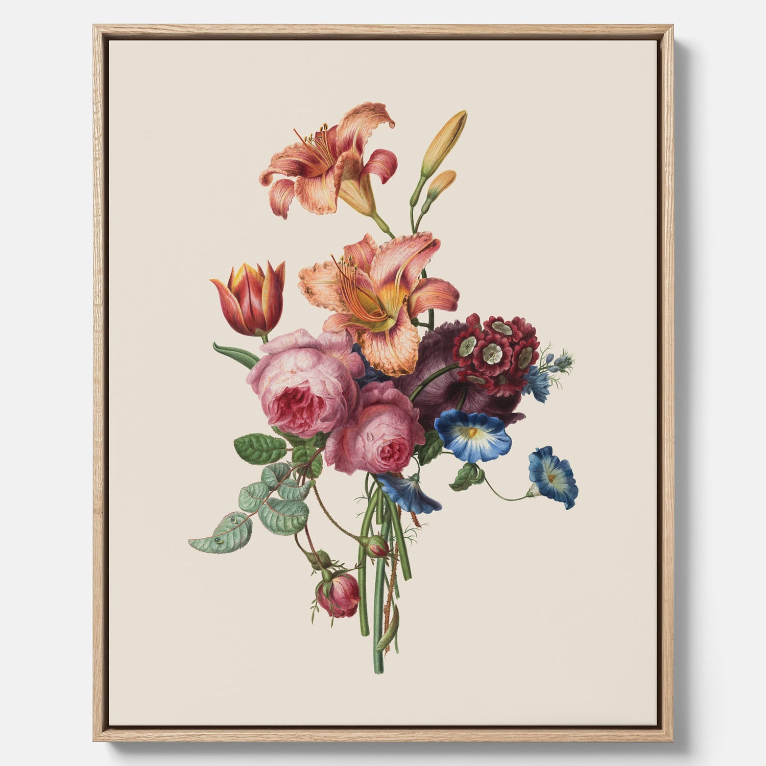 Vintagecanvas som visar en vacker illustration av en bukett blommor som är skapad av konstnären Henriëtte Geertruida Knip