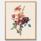 Vintageposter som visar en vacker illustration av en bukett blommor som är skapad av konstnären Henriëtte Geertruida Knip