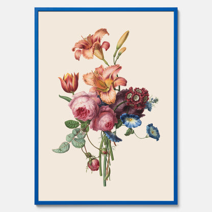 Vintageposter som visar en vacker illustration av en bukett blommor som är skapad av konstnären Henriëtte Geertruida Knip
