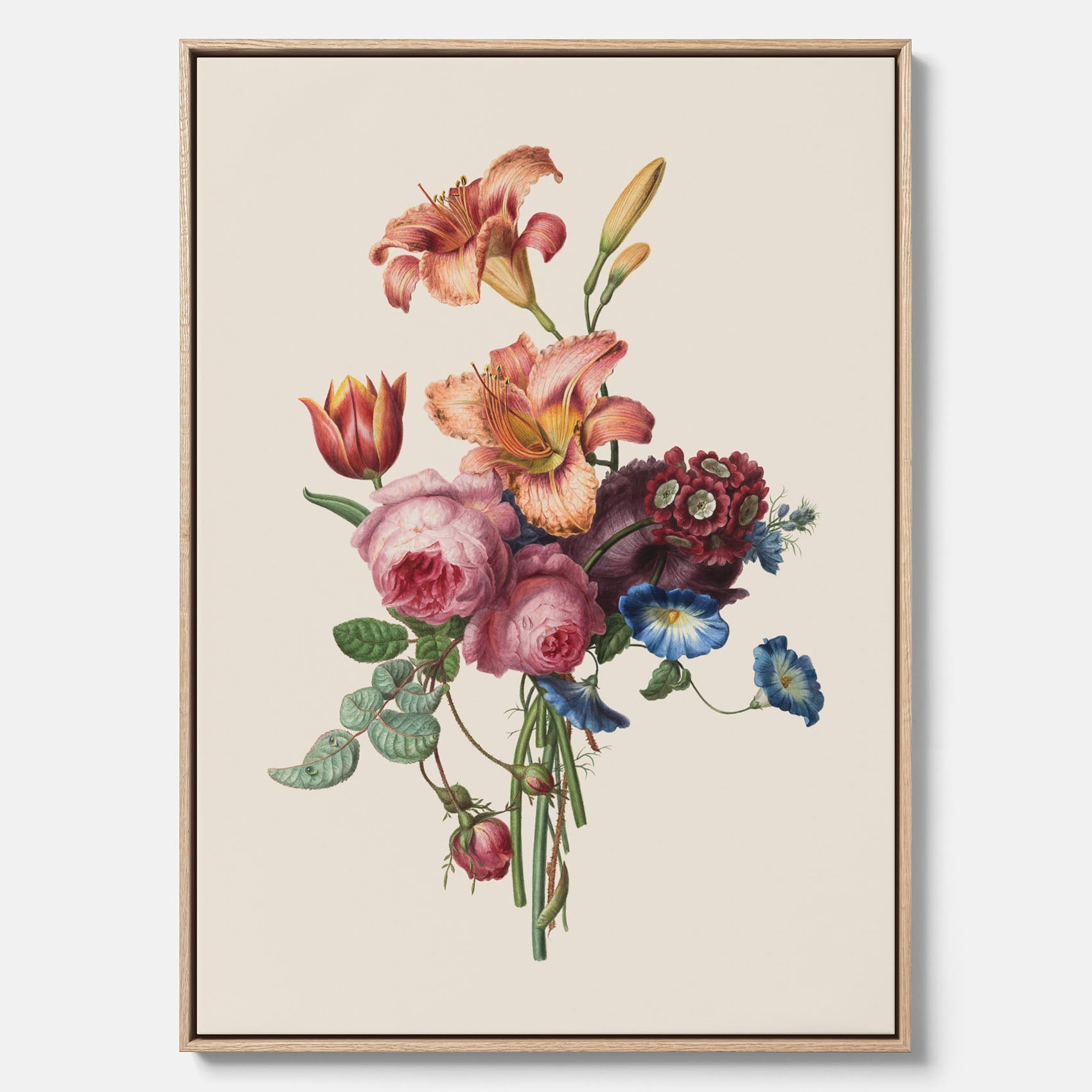 Vintagecanvas som visar en vacker illustration av en bukett blommor som är skapad av konstnären Henriëtte Geertruida Knip