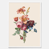 Vintageposter som visar en vacker illustration av en bukett blommor som är skapad av konstnären Henriëtte Geertruida Knip