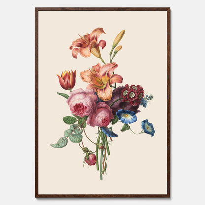 Vintageposter som visar en vacker illustration av en bukett blommor som är skapad av konstnären Henriëtte Geertruida Knip