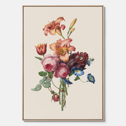 Vintagecanvas som visar en vacker illustration av en bukett blommor som är skapad av konstnären Henriëtte Geertruida Knip