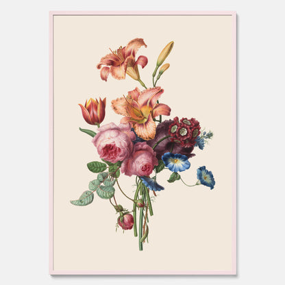 Vintageposter som visar en vacker illustration av en bukett blommor som är skapad av konstnären Henriëtte Geertruida Knip
