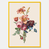 Vintageposter som visar en vacker illustration av en bukett blommor som är skapad av konstnären Henriëtte Geertruida Knip