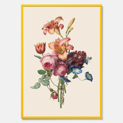 Vintageposter som visar en vacker illustration av en bukett blommor som är skapad av konstnären Henriëtte Geertruida Knip