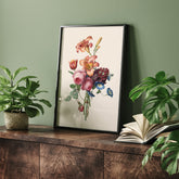 Vintageposter som visar en vacker illustration av en bukett blommor som är skapad av konstnären Henriëtte Geertruida Knip