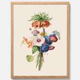 Vintageposter som visar en vacker illustration av en bukett blommor, skapad av den nederländska konstnären Henriëtte Geertruida Knip