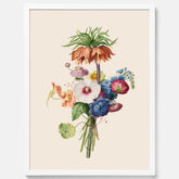 Vintageposter som visar en vacker illustration av en bukett blommor, skapad av den nederländska konstnären Henriëtte Geertruida Knip