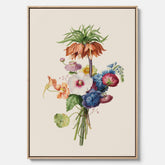 Vintagecanvas som visar en vacker illustration av en bukett blommor, skapad av den nederländska konstnären Henriëtte Geertruida Knip