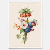 Vintageposter som visar en vacker illustration av en bukett blommor, skapad av den nederländska konstnären Henriëtte Geertruida Knip