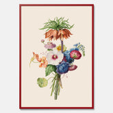 Vintageposter som visar en vacker illustration av en bukett blommor, skapad av den nederländska konstnären Henriëtte Geertruida Knip