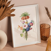 Vintageposter som visar en vacker illustration av en bukett blommor, skapad av den nederländska konstnären Henriëtte Geertruida Knip