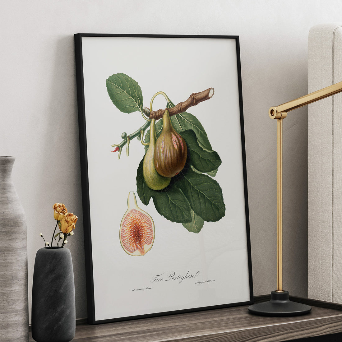 Kökstavla med ett Fikon Poster – Posters till köket, vintageposter med en botanisk illustration av Giorgio Gallesio, köksposter, tavla till kök