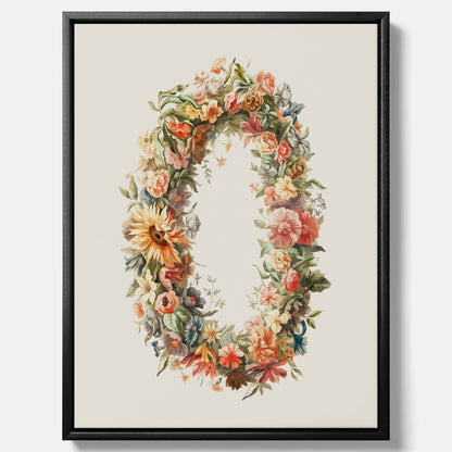 Blomkrans canvastavla  – Botanisk poster, vintageposter med blommor, midsommar