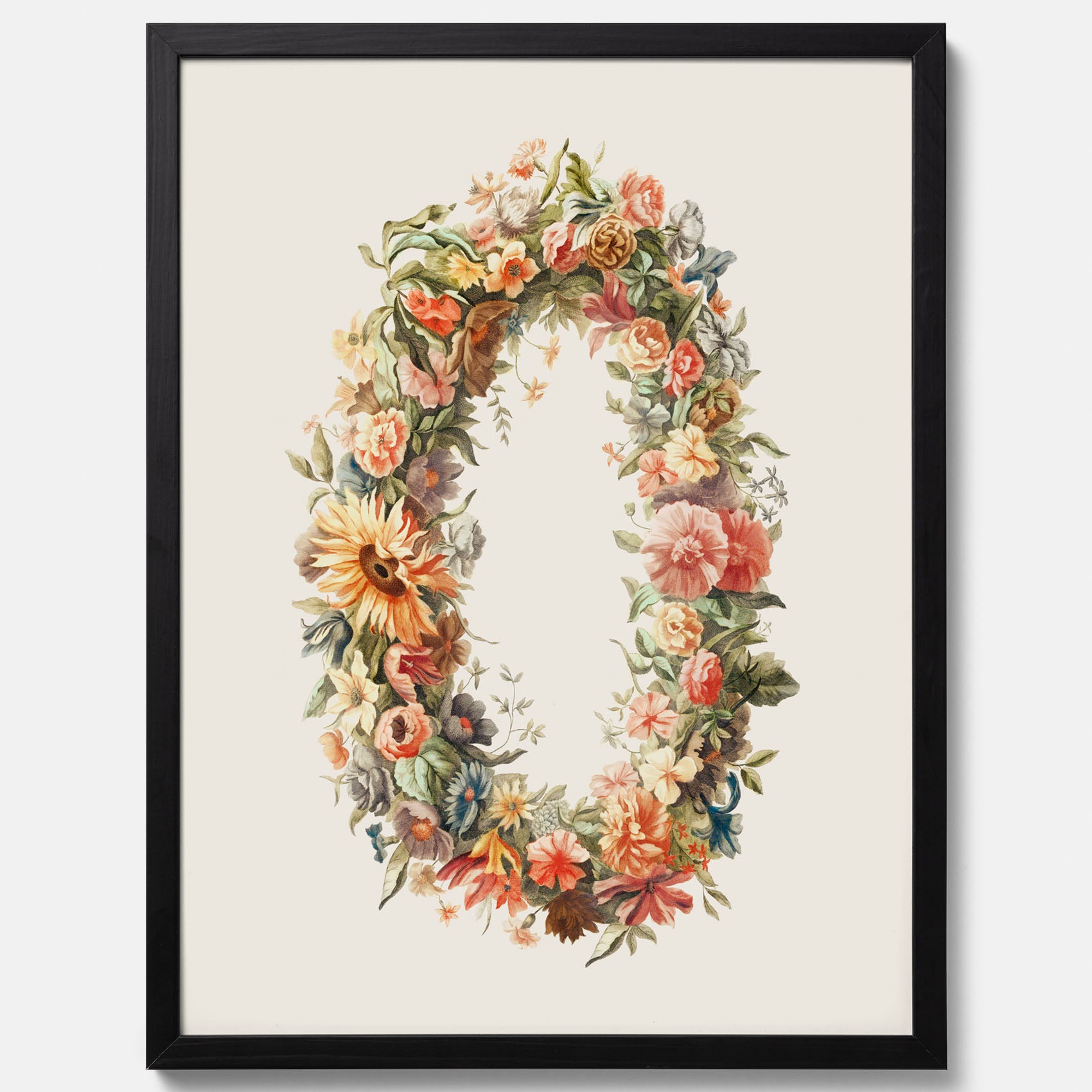 Blomkrans poster  – Botanisk poster, vintageposter med blommor, midsommar