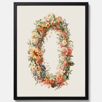 Blomkrans poster  – Botanisk poster, vintageposter med blommor, midsommar