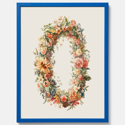 Blomkrans poster  – Botanisk poster, vintageposter med blommor, midsommar