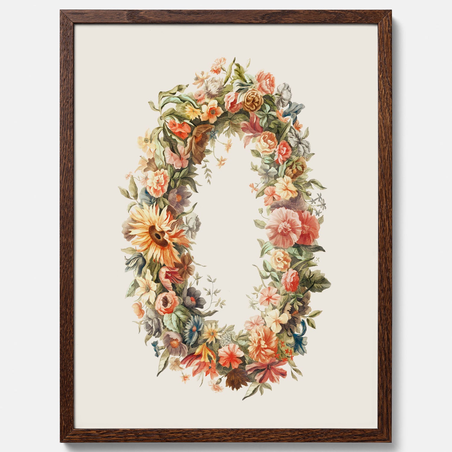 Blomkrans poster  – Botanisk poster, vintageposter med blommor, midsommar