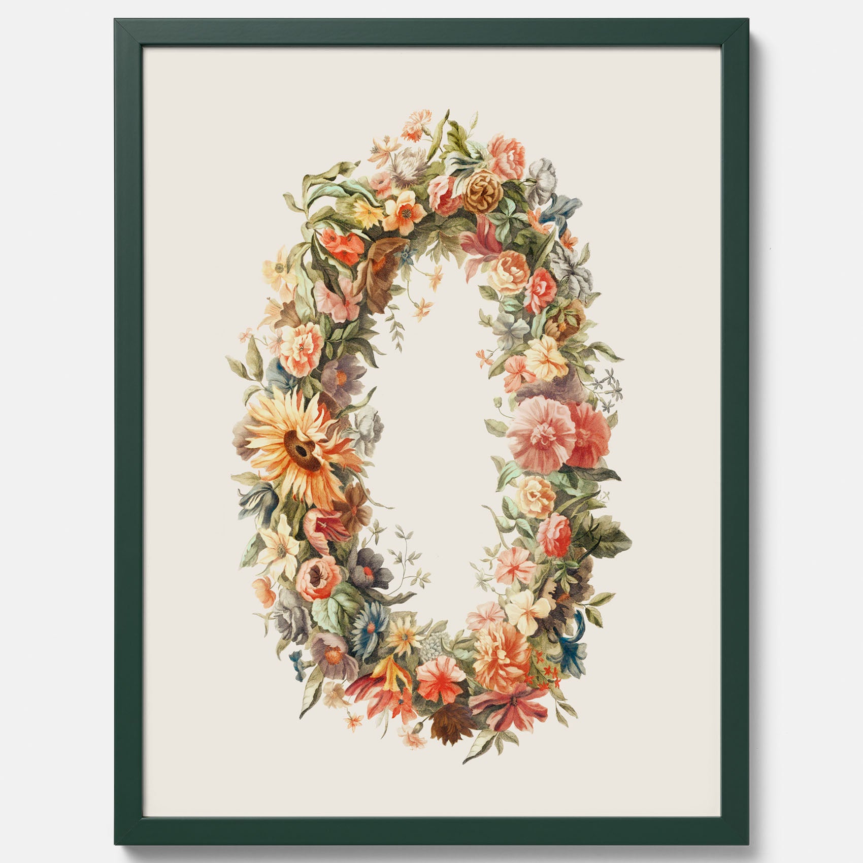 Blomkrans poster  – Botanisk poster, vintageposter med blommor, midsommar