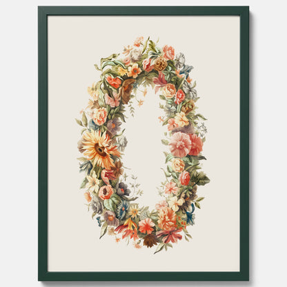 Blomkrans poster  – Botanisk poster, vintageposter med blommor, midsommar