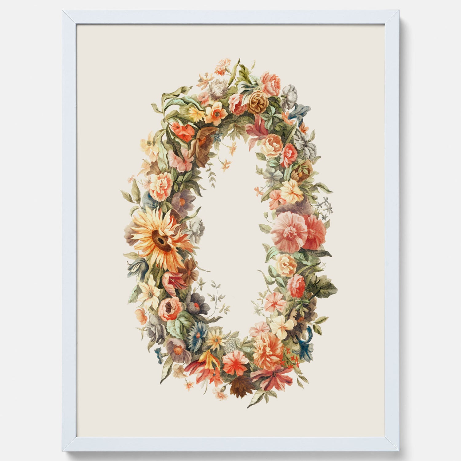 Blomkrans poster  – Botanisk poster, vintageposter med blommor, midsommar