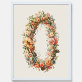 Blomkrans poster  – Botanisk poster, vintageposter med blommor, midsommar