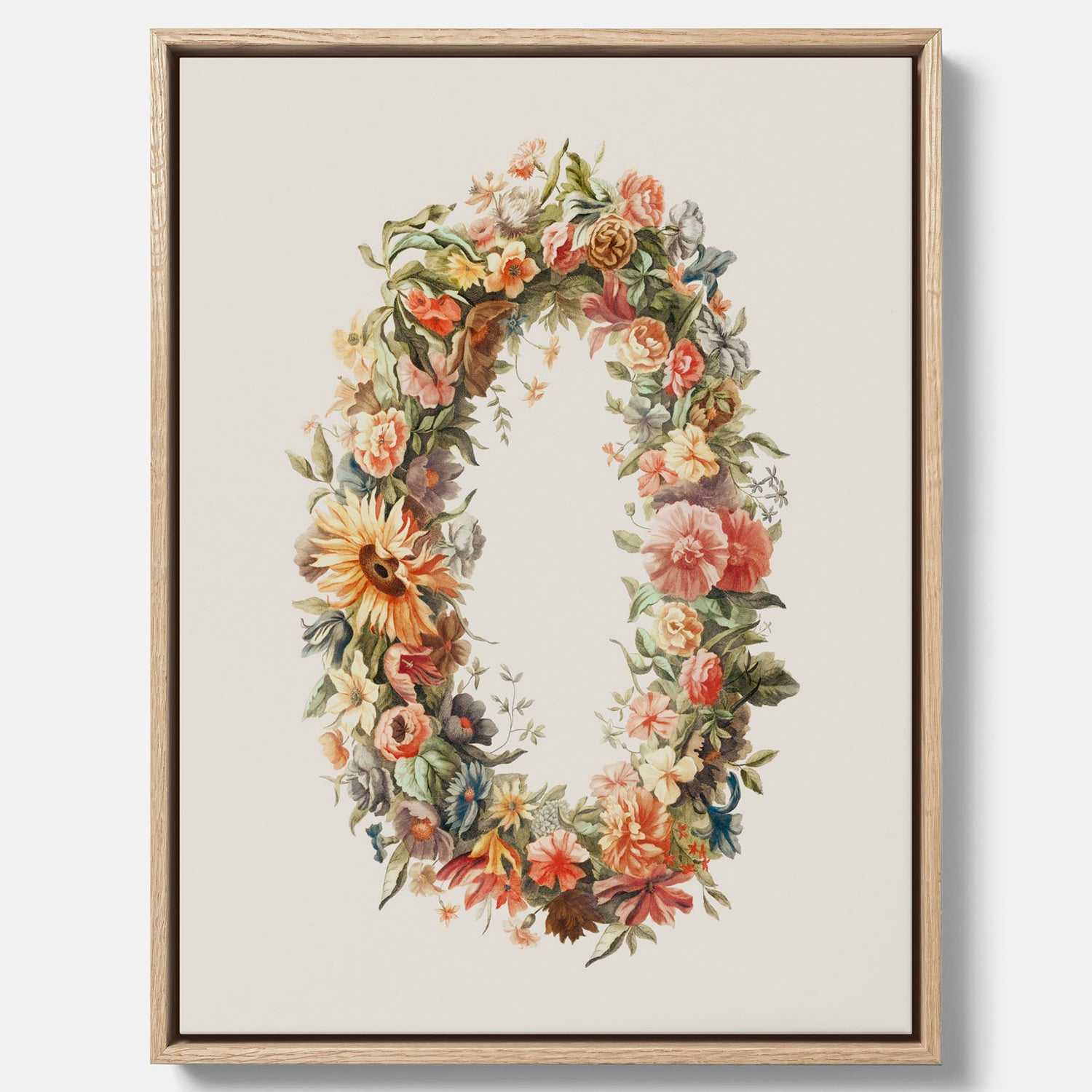 Blomkrans canvastavla  – Botanisk poster, vintageposter med blommor, midsommar