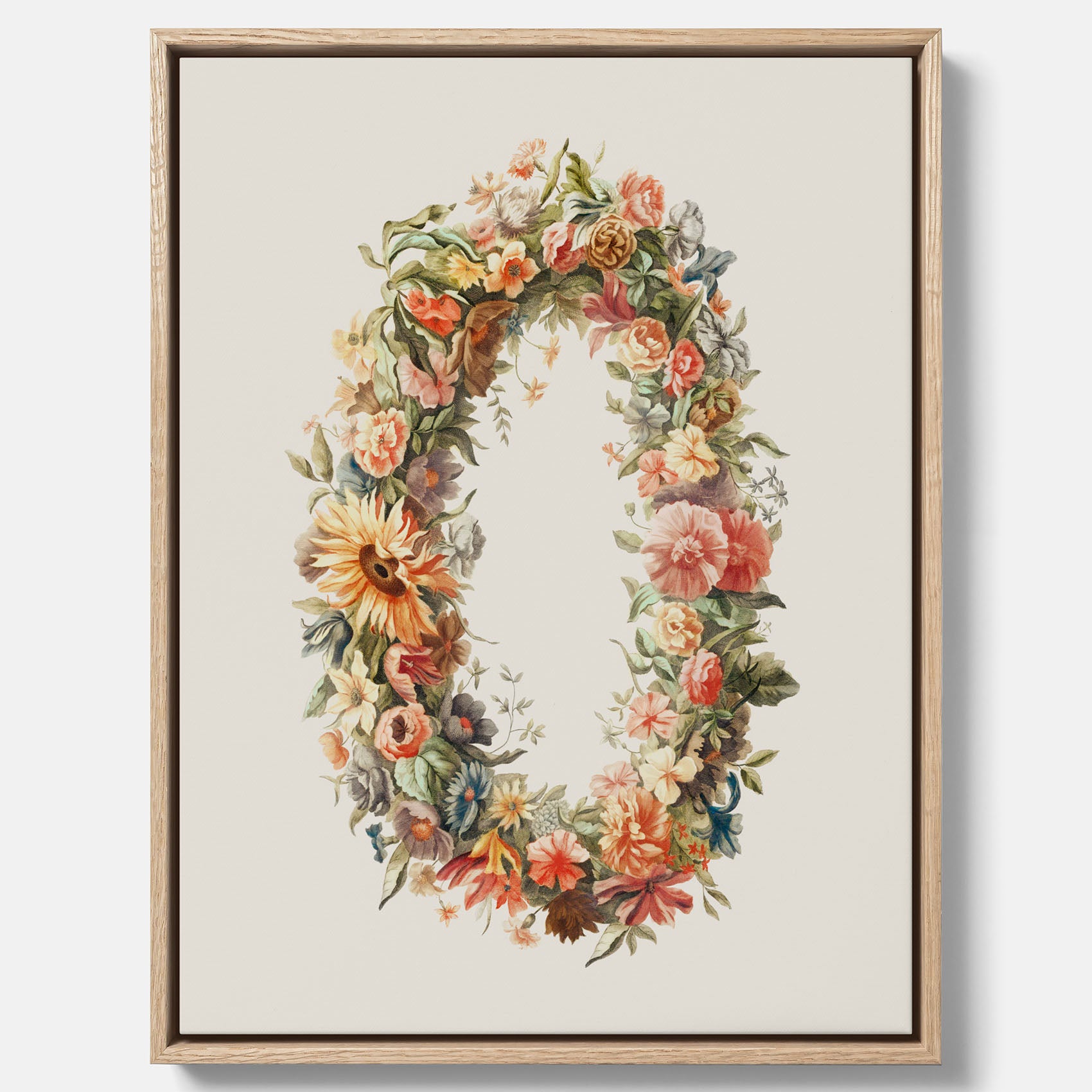 Blomkrans canvastavla  – Botanisk poster, vintageposter med blommor, midsommar