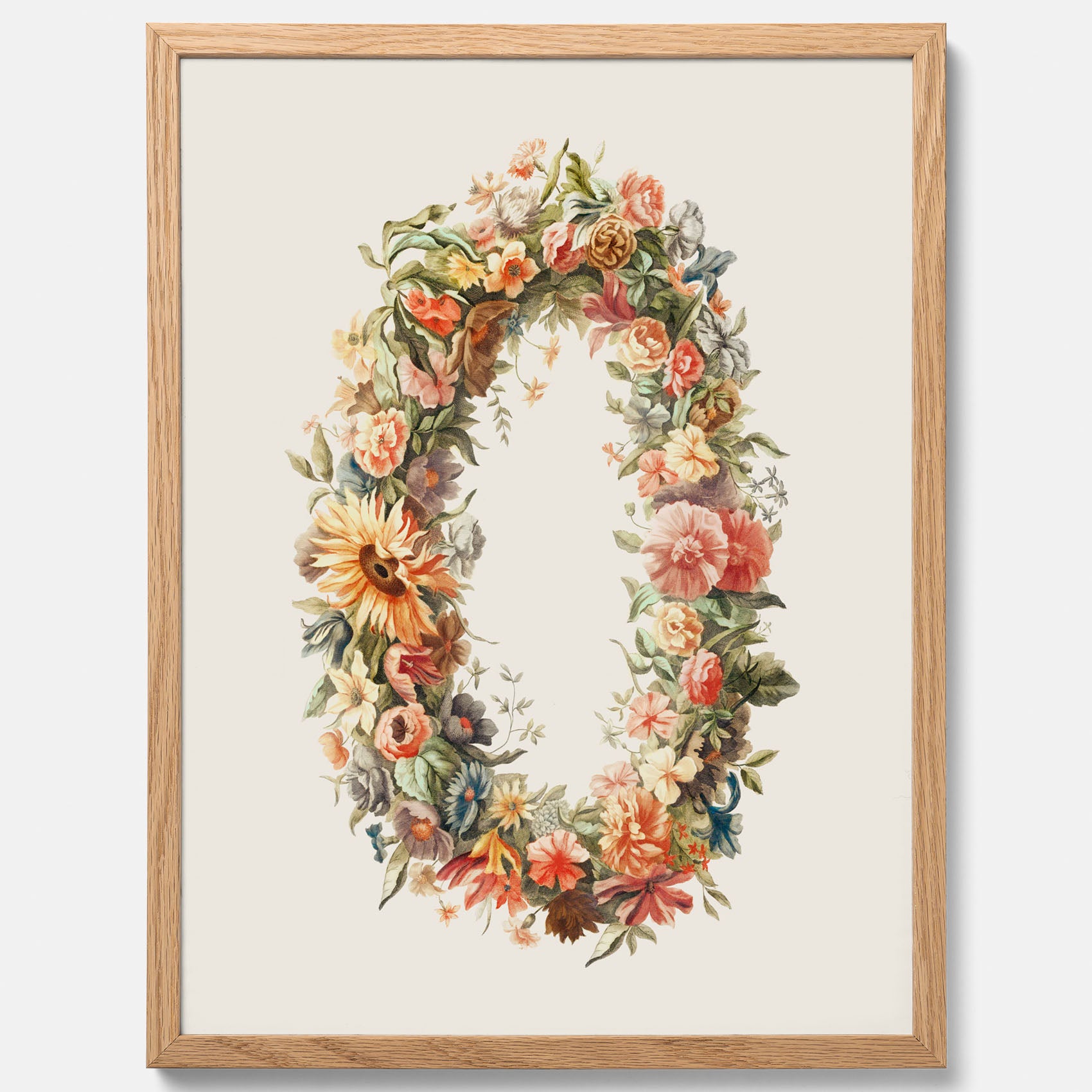 Blomkrans poster  – Botanisk poster, vintageposter med blommor, midsommar