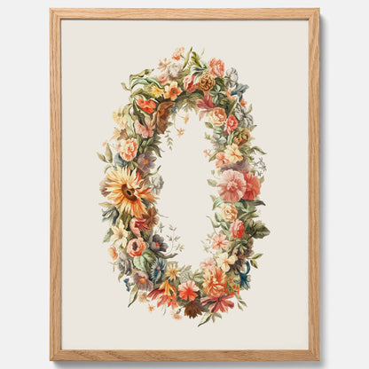 Blomkrans poster  – Botanisk poster, vintageposter med blommor, midsommar