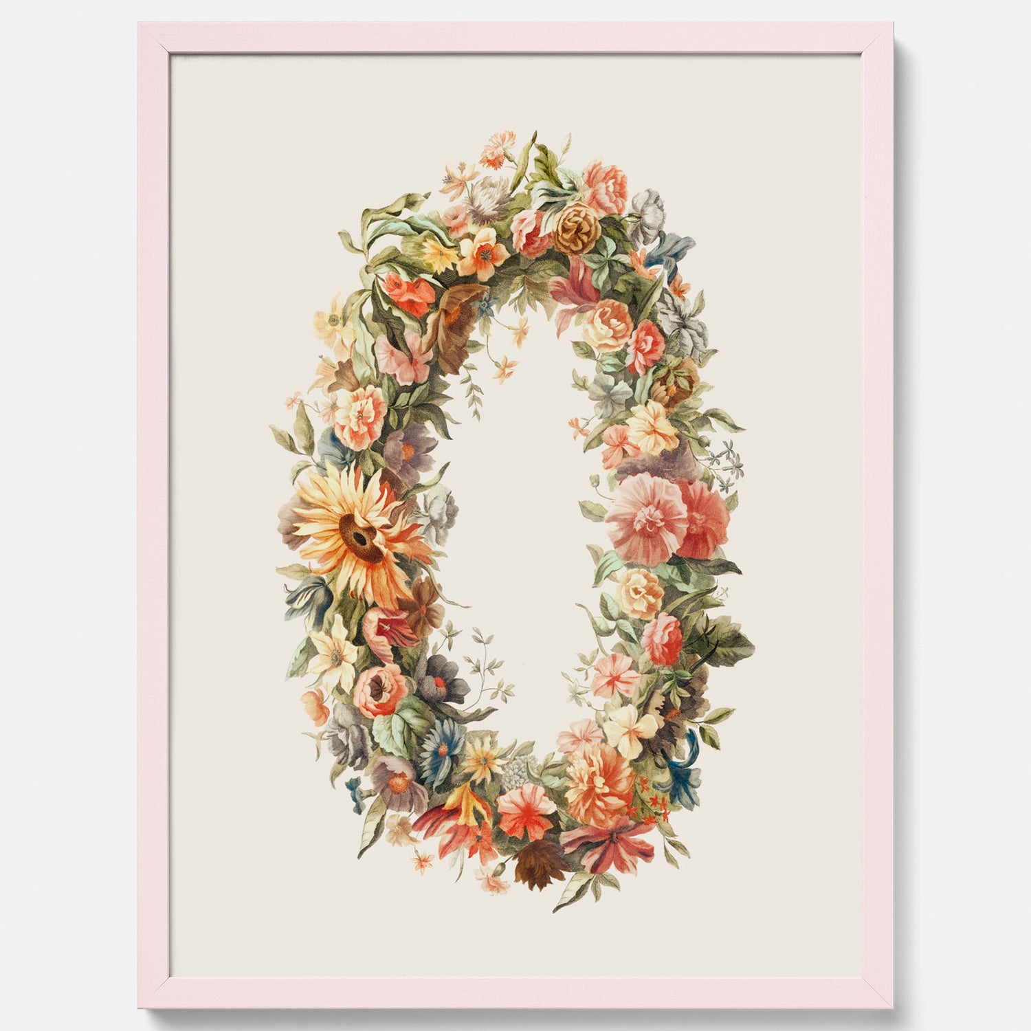 Blomkrans poster  – Botanisk poster, vintageposter med blommor, midsommar