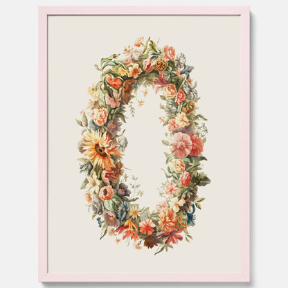 Blomkrans poster  – Botanisk poster, vintageposter med blommor, midsommar