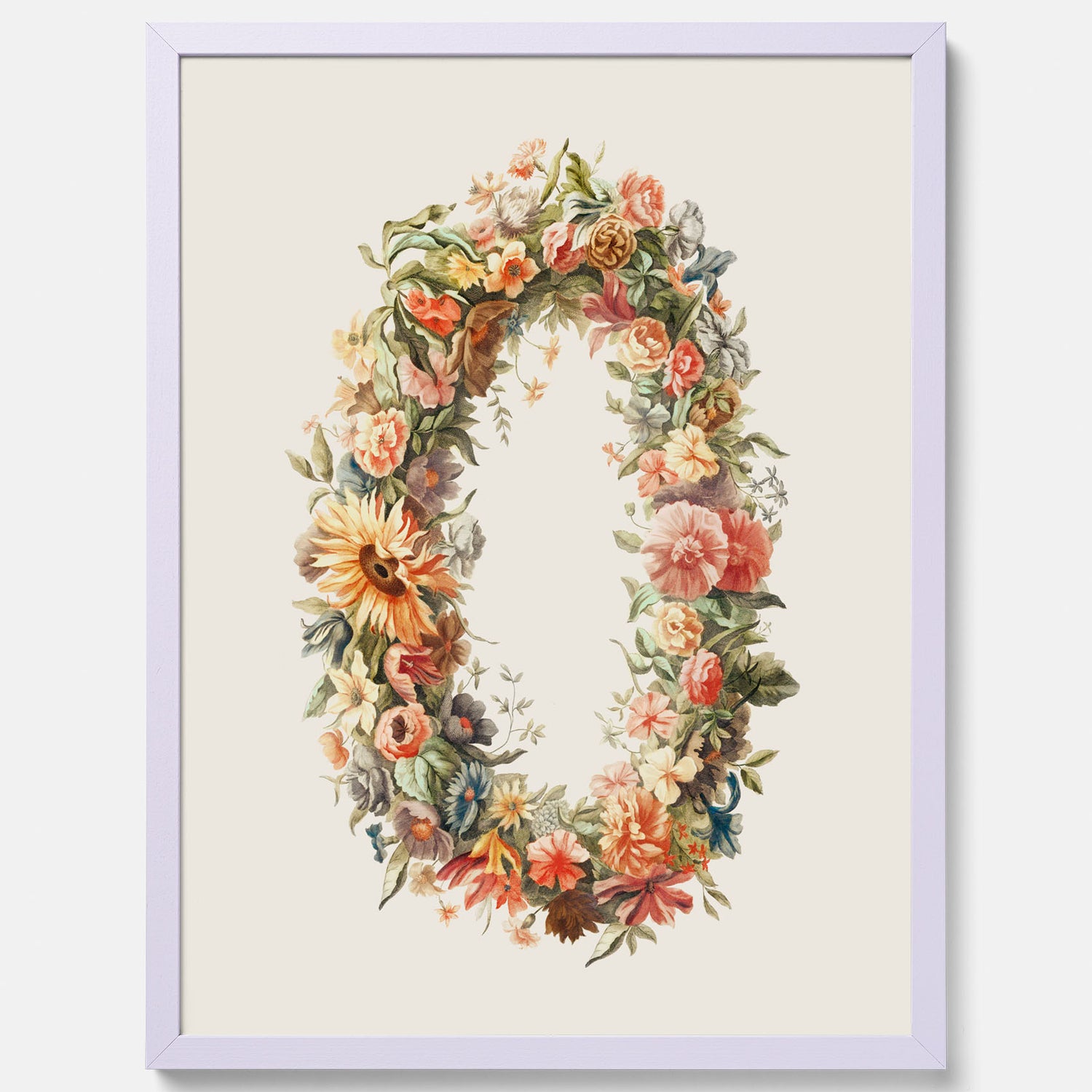 Blomkrans poster  – Botanisk poster, vintageposter med blommor, midsommar