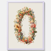 Blomkrans poster  – Botanisk poster, vintageposter med blommor, midsommar