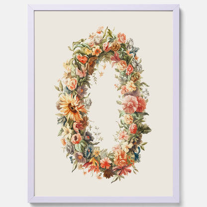 Blomkrans poster  – Botanisk poster, vintageposter med blommor, midsommar