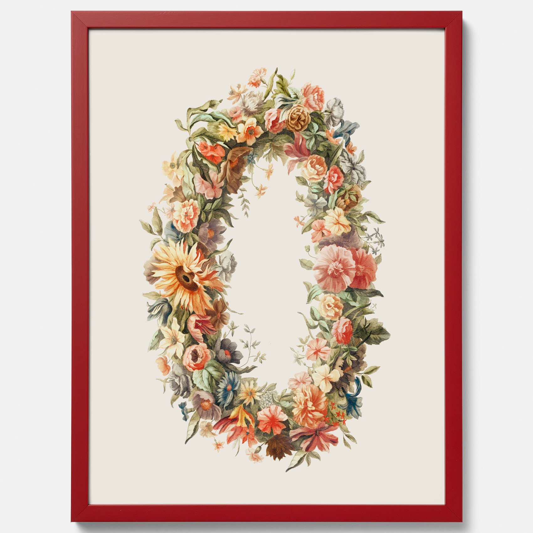 Blomkrans poster  – Botanisk poster, vintageposter med blommor, midsommar