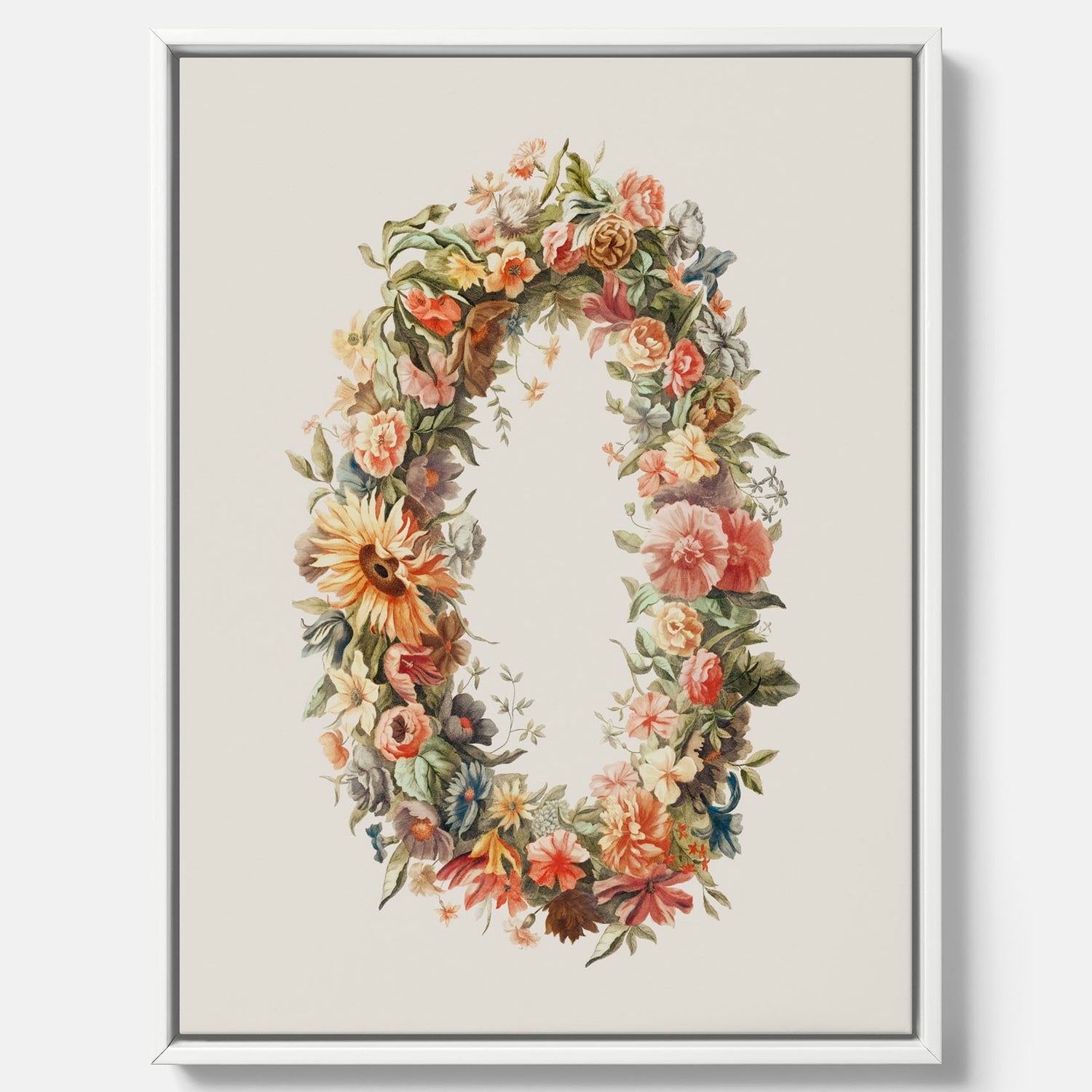 Blomkrans canvastavla  – Botanisk poster, vintageposter med blommor, midsommar
