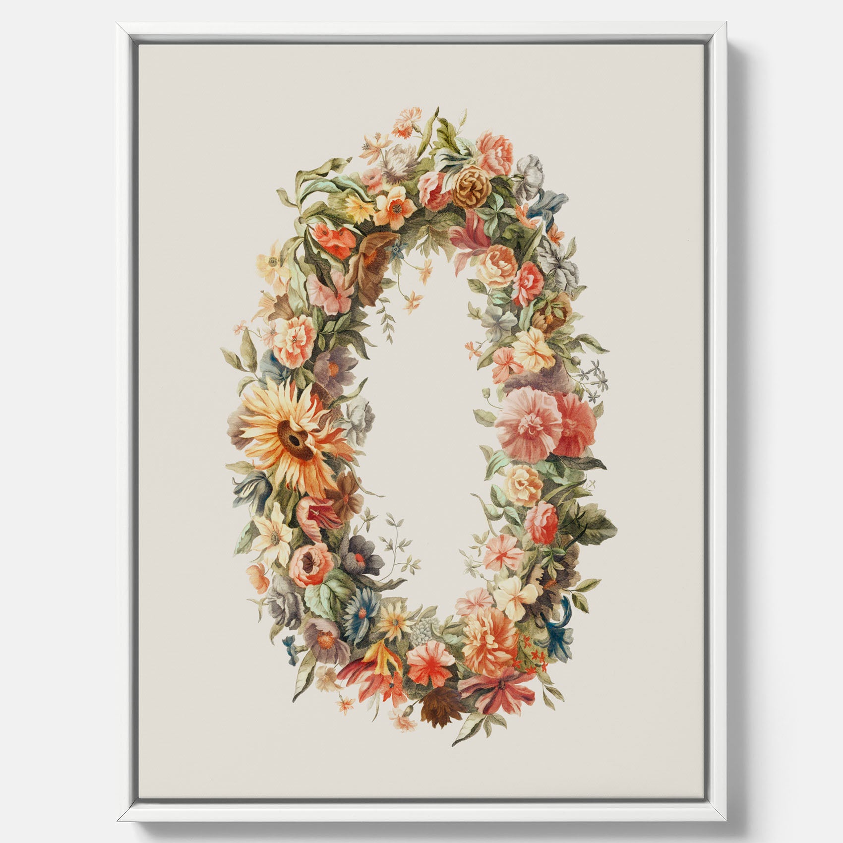 Blomkrans canvastavla  – Botanisk poster, vintageposter med blommor, midsommar
