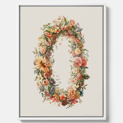 Blomkrans canvastavla  – Botanisk poster, vintageposter med blommor, midsommar