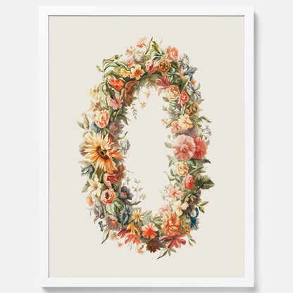 Blomkrans poster  – Botanisk poster, vintageposter med blommor, midsommar