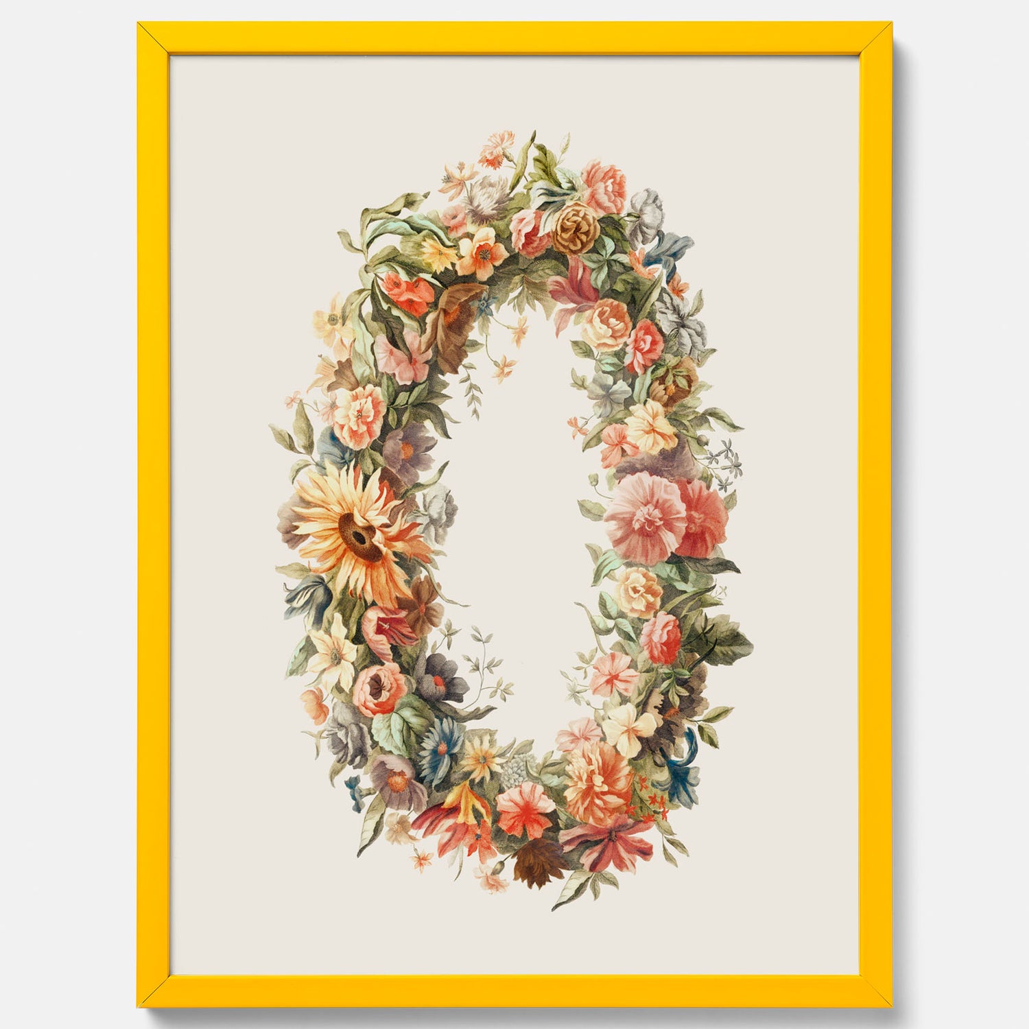 Blomkrans poster  – Botanisk poster, vintageposter med blommor, midsommar