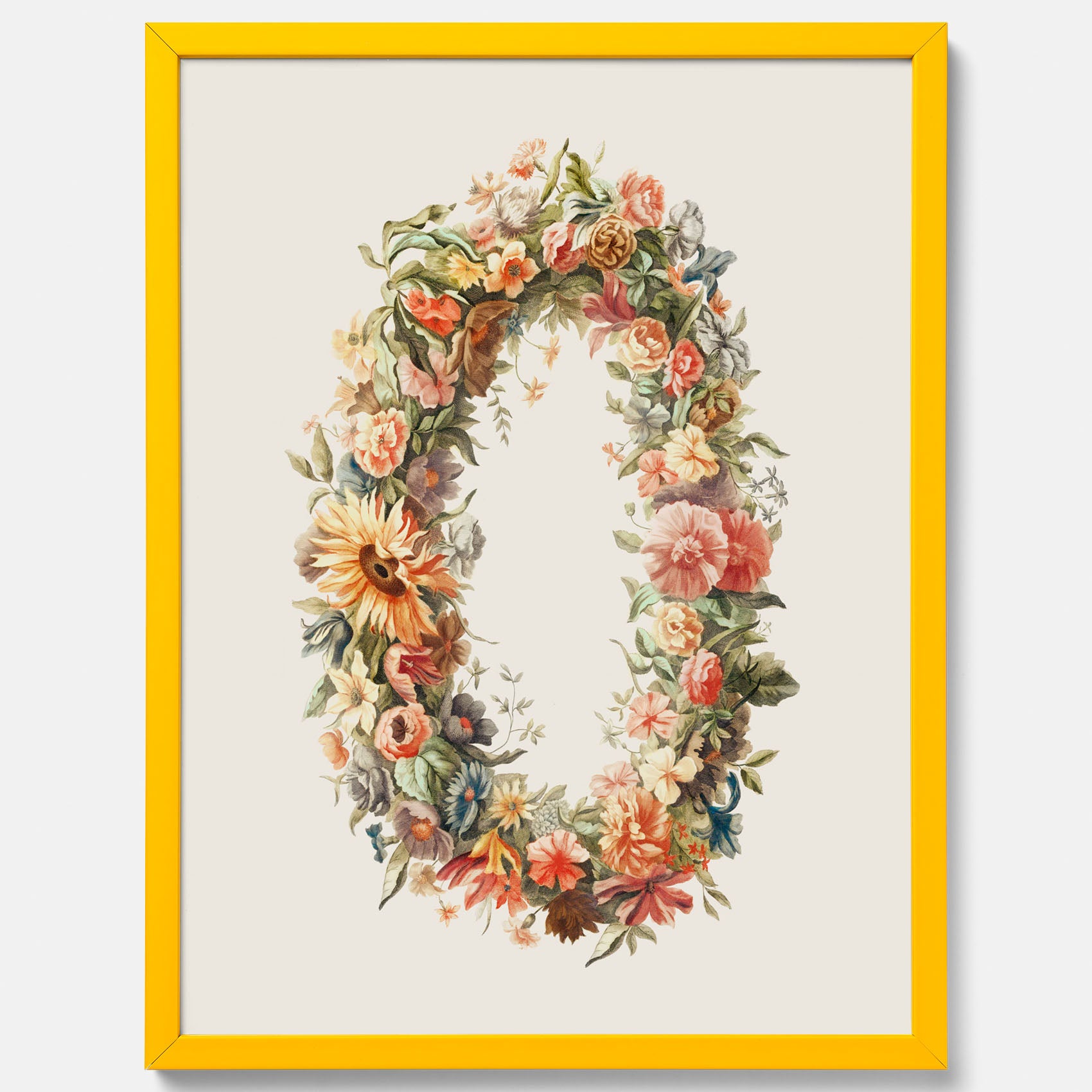Blomkrans poster  – Botanisk poster, vintageposter med blommor, midsommar