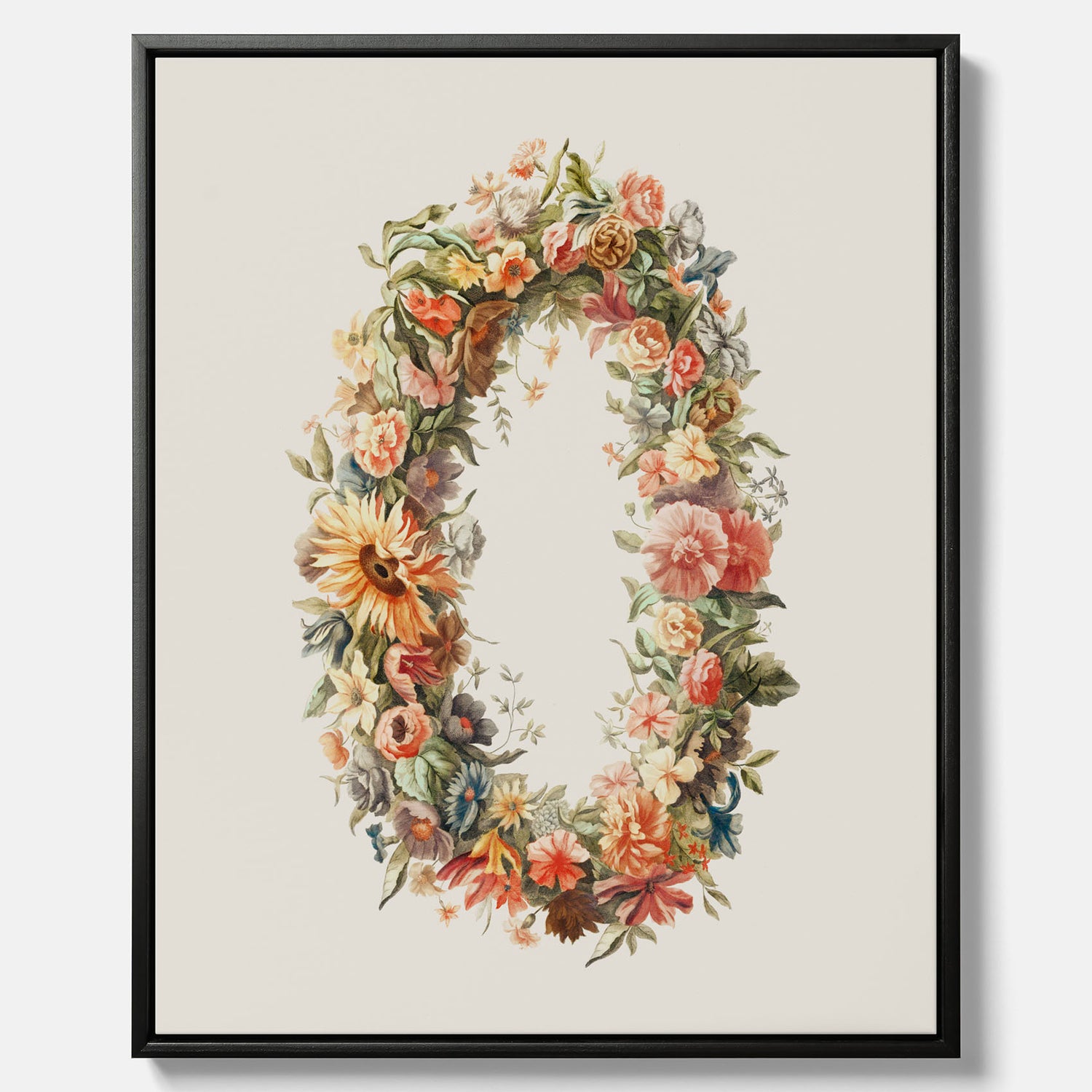 Blomkrans canvastavla  – Botanisk poster, vintageposter med blommor, midsommar